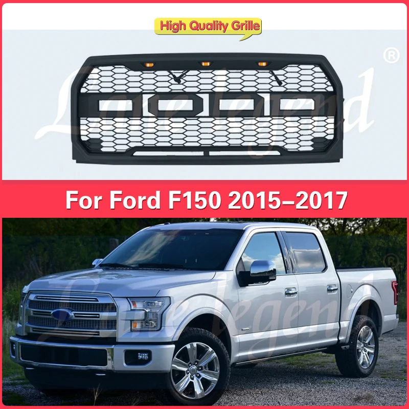 

Modified Auto Grille For Ford F150 F-150 2015-2017 Front Bumper Grill Hood Grille Black Ventilation Net High Quality Medium net