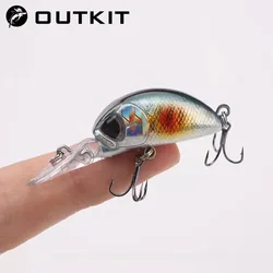 OUTKIT New 1PCS Crankbait 55mm 4g Hard Fishing Lures Floating Wobblers Crank Hard Bait Minnow Hooks Sea Carp Fishing