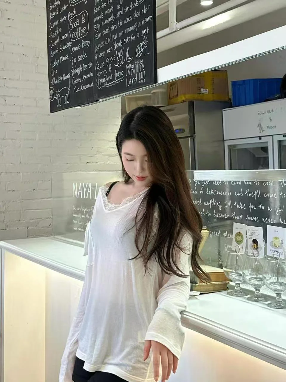 Loose Long Sleeve White T-Shirt Women's Spring New Style Semi-Transparent Thin Model Slimming Sunshade Cover up Top