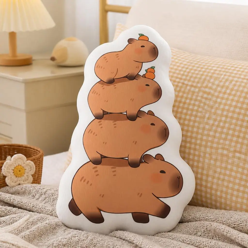 Stacked Capybara Shaped Pillow Cute Cartoon Cushion Stuffed Throw Pillow for Sofa Home Decor Room Accent Animal Lover Gift