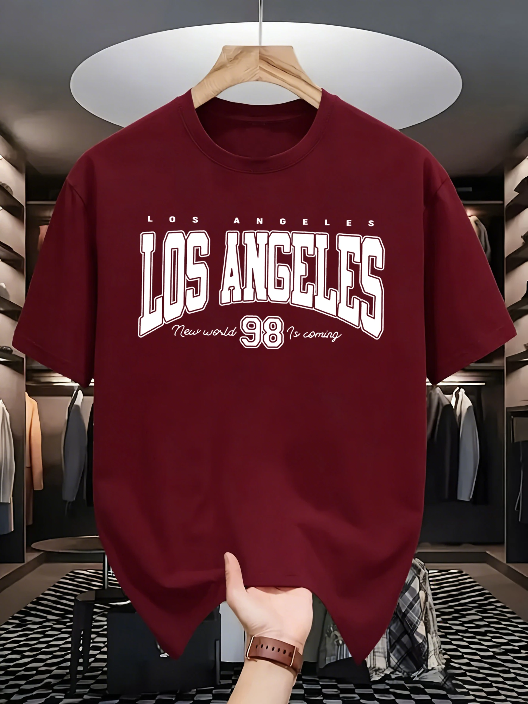Los Angeles New World Is Coming T-Shirt Men Fashion Loose Cotton Short Sleeve O-Neck Summer Clothes Unisex Casual Streetwear