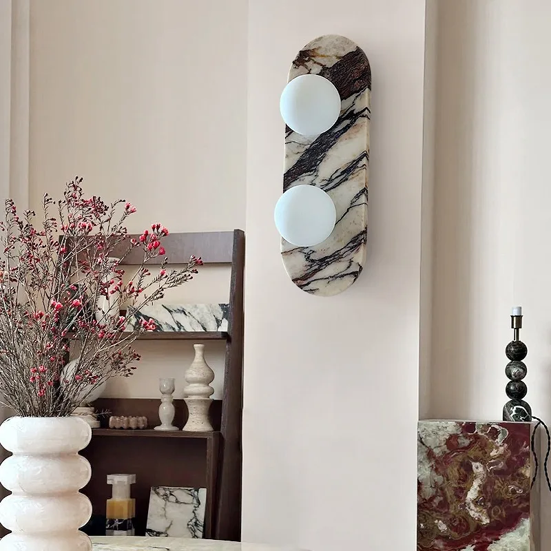 Natural Marble LED Wall Lamp Nordic Living Room Bedroom Bedside Lighting Home Decor Corridor Aisle Atmosphere Bracket Lights