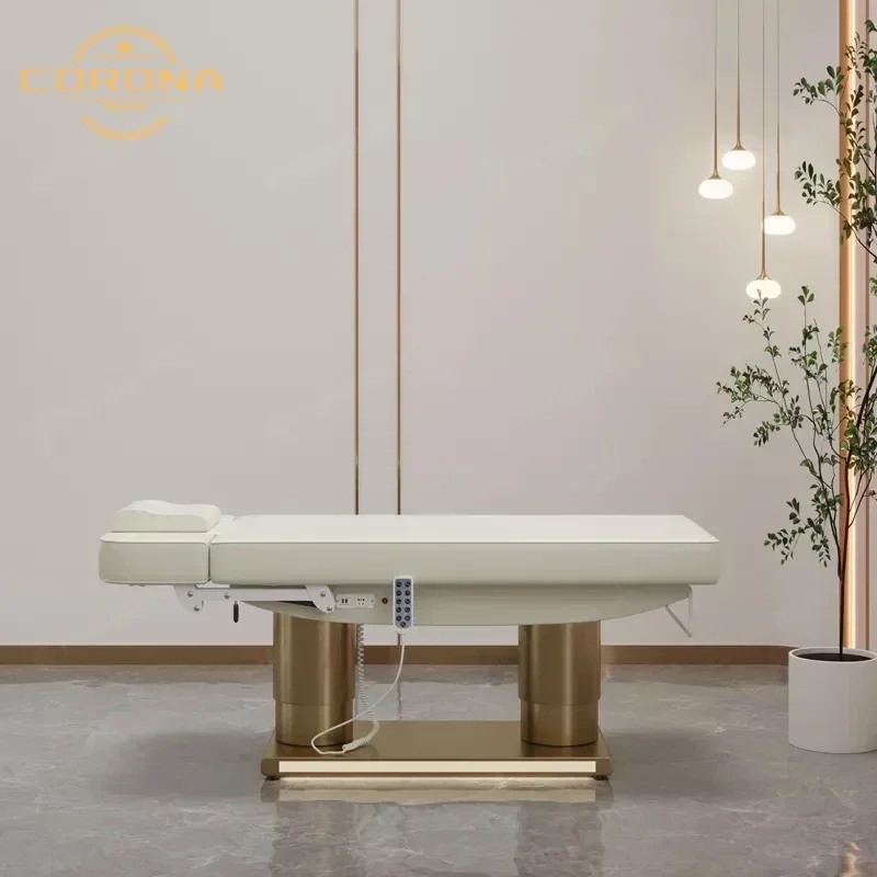 Massage  Table Luxury Salon Furniture  Massage Bed White Gold Electric Facial Cosmetic Beauty