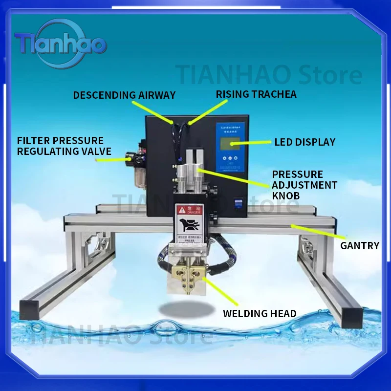New GJ01 Spot Welding Machine with Microcomputer Control Gantry Type Mash Battery Welder Pneumatic Aluminum 10KW for 18650