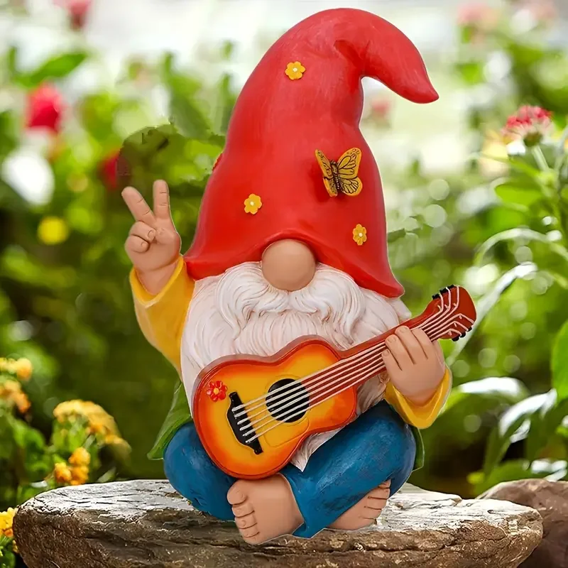Garden Dwarf - An interesting hippie dwarf statue - A 4.72-inch tall lawn statue - suitable for outdoor or home decoration