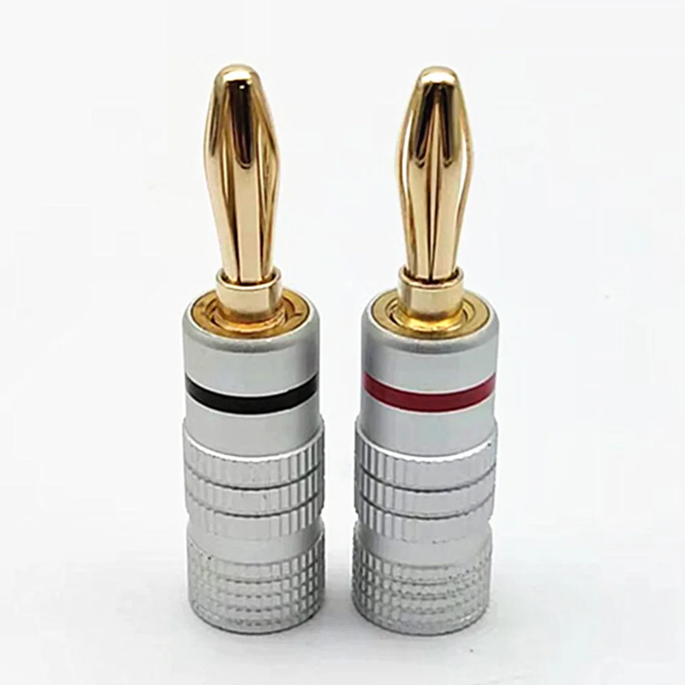 1pcs Banana Connector 4mm Speaker Banana Plugs Connector Copper Gold Plated 4mm Banana Jack Match With 4mm Binding Post