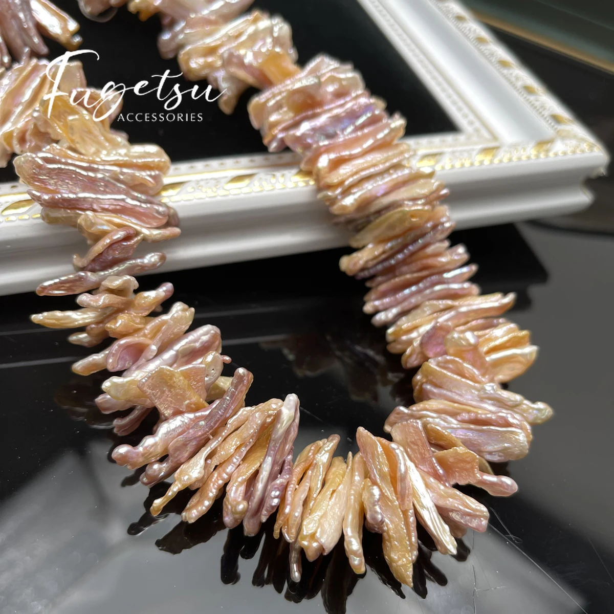 

Biwa Pearl Natural Freshwater Pearl Pink Elongated Pearl Charms for DIY Women Necklace Jewelry Making Accessories Daily Gifts