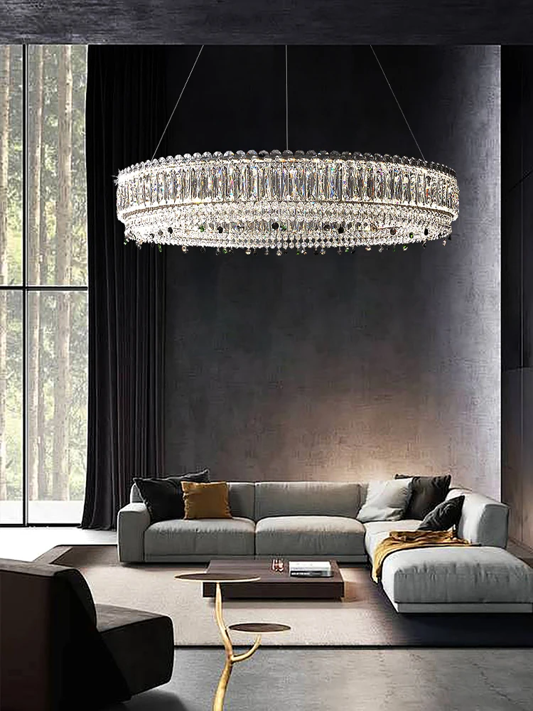 Imagem -03 - Crystal Long Oval Pendant Lights Lâmpada Suspensa para Teto Decoração para Casa Moderna Luxo Europeu Sala de Jantar k9