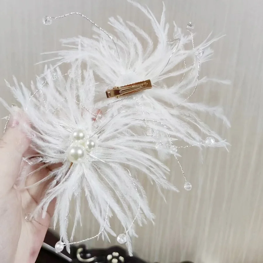 Pince à cheveux florale en fil de cristal et perles pour mariée, barrette de style floral, bijoux de cheveux pour mariée, accessoires de mariage pour demoiselle d'honneur