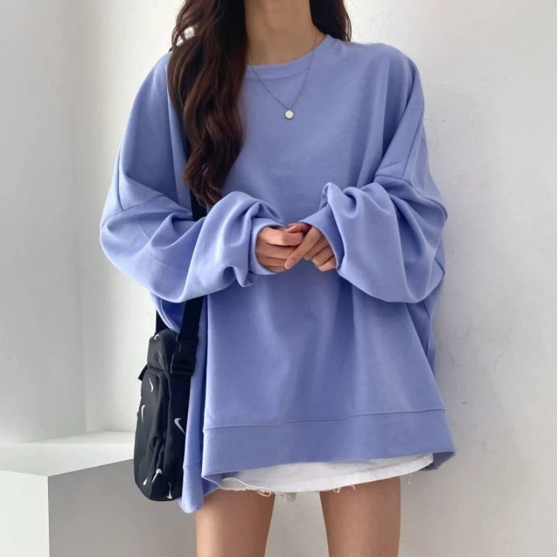 Oansatz Faul Stil Einfachheit Lose Hoodies Sweatshirts Frühling Herbst Langarm High Street Tops Mode Lässig Frauen Kleidung