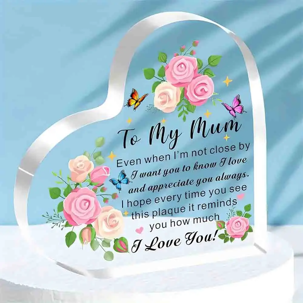 Acrylic Heart-Shaped Plaque: A Touching Gift for Mum - Mother's Day, Birthday, Christmas, Anytime - From Daughter or Son