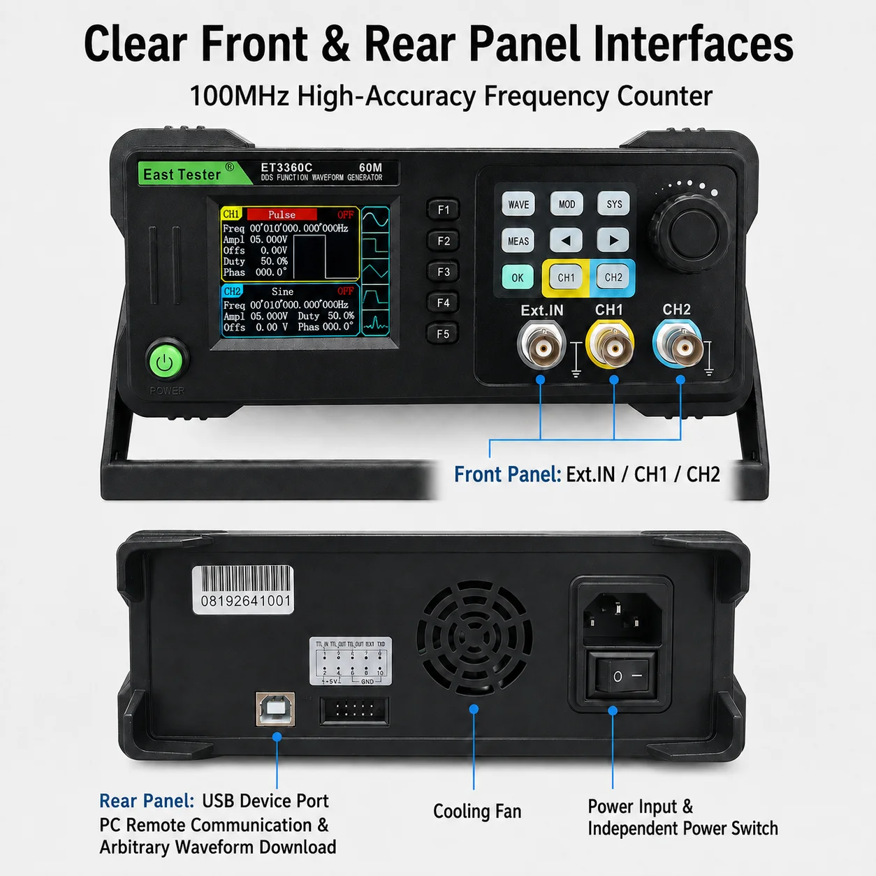 เครื่องกำเนิดสัญญาณแบบสองช่องส - Dual Channel Arbitrary Waveform Function Generator 60Mhz บทวิจารณ์และราคา