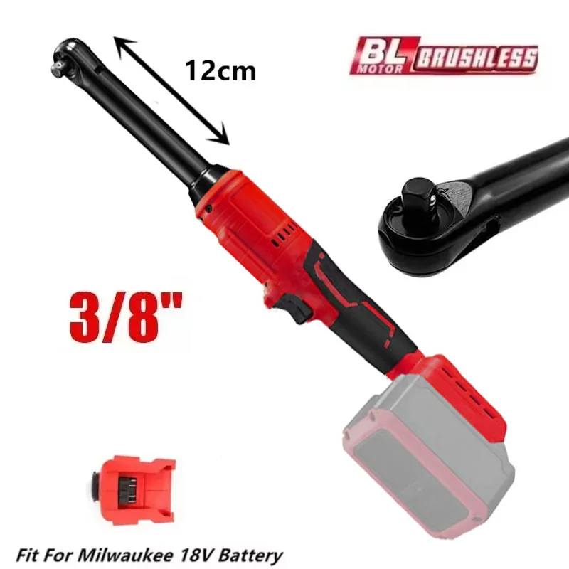 For Milwaukee 18V Battery Brushless Ratchet Wrench 600NM Extended Long Head 3/8