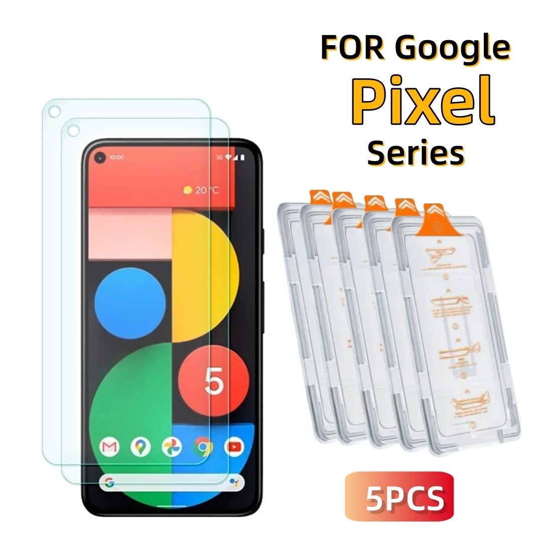 

5Pcs For Google Pixel 10 9 Pro 9 XL 8 8A 5G 4G Screen Protector Fingerprint Toughened Glass Accessories No Dust Bubbles Easy Kit