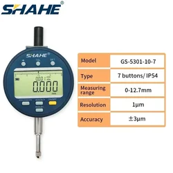 SHAHE 1μm Resolution High Accuracy Digital Dial Indicator 0-12.7 /25.4/50.8mm Rechargeable Dial Indicator Gauge IP54/IP65