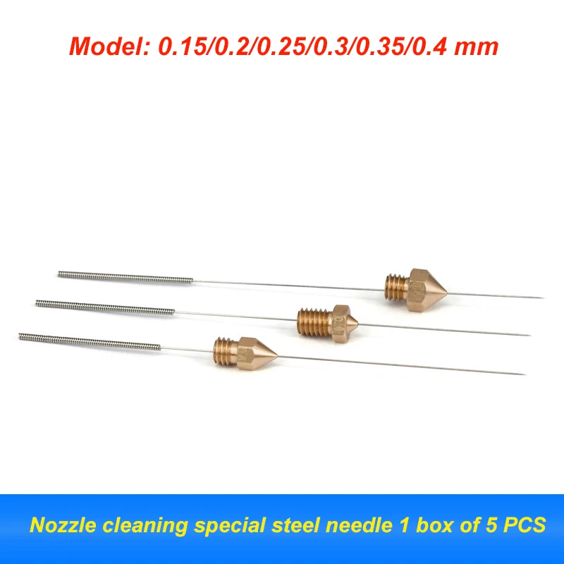 E3d Printer Nozzle Cleaning Special Steel Needle 0.15/0.2/0.25/0.3/0.35/0.4mm Stainless Steel Cleaner Needle Drill Bit