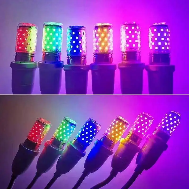 NEW Bulb E27 LED Colorful Corn Bulb 12W Pink Red Blue Green Purple Golden 7Colors Lamp AC 220V Bulb Chandelier Decoration