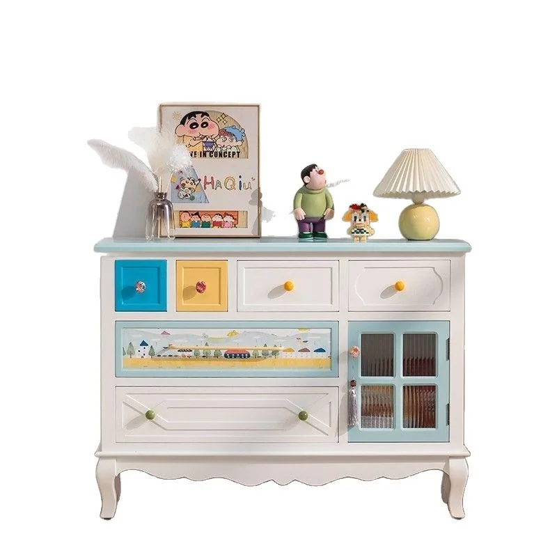 Dopamine chest, painted decorative cabinet, bedroom storage, living room French storage cabinet, sofa side cabinet, simple