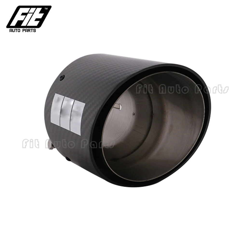 Glossy Carbon Fiber Car Muffler Tip Exhaust Pipe Universal Stainless silver Oval 89mm 102mm outlet Mufflers Decoration