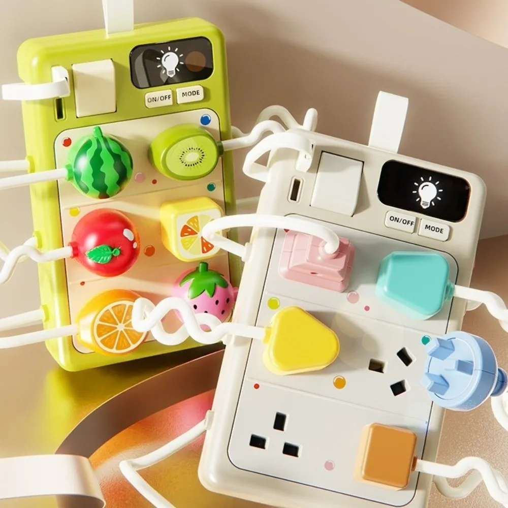 Montessori Inspired Sensory Busy Board Simulated Kid-Safe Plug Outlet Toy Light & Sound Interactive Shape Matching Toy Home Play