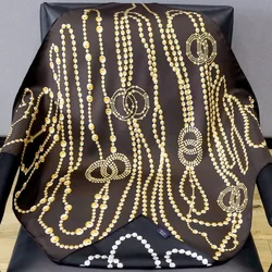 High-End Elegante Dames Fijne Parelketting Dubbele Bedrukte Kwaliteit 18Mm Twill Zijde Handgerolde Rand Grote Vierkante Sjaal Sjaal