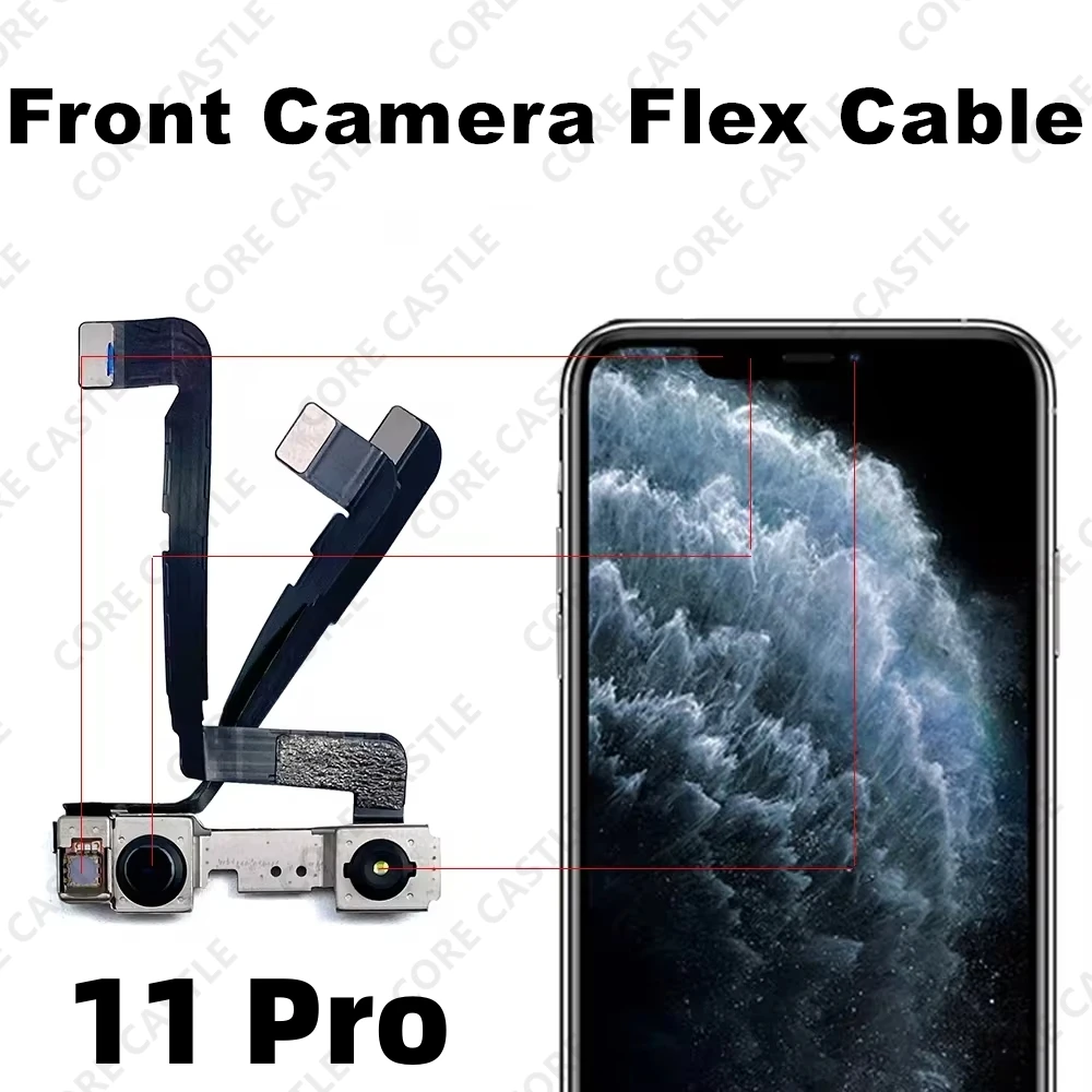 

Front Camera Flex Cable For iPhone 11 Pro Facing Small Cam Main Lens With Proximity Light Touch Sensor video call Microphone