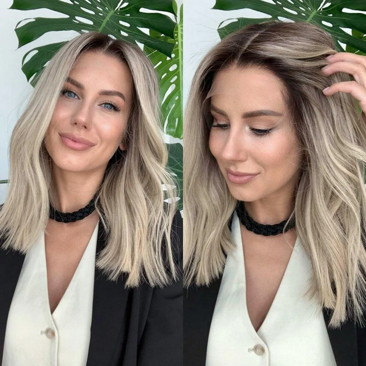 Ready To Wears Shoulder Loose Deep Wave High Quality Wigs Ash Blonde Shadow Roots Highlights Glueless Wigs Synthetic Hair Female