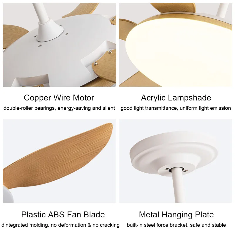 Nordic Large Size Ceiling Fans Big Light With 6 Blades Dining Table Bedroom Living Room Home Fan Lamp Cooler Fan Pendant Lights