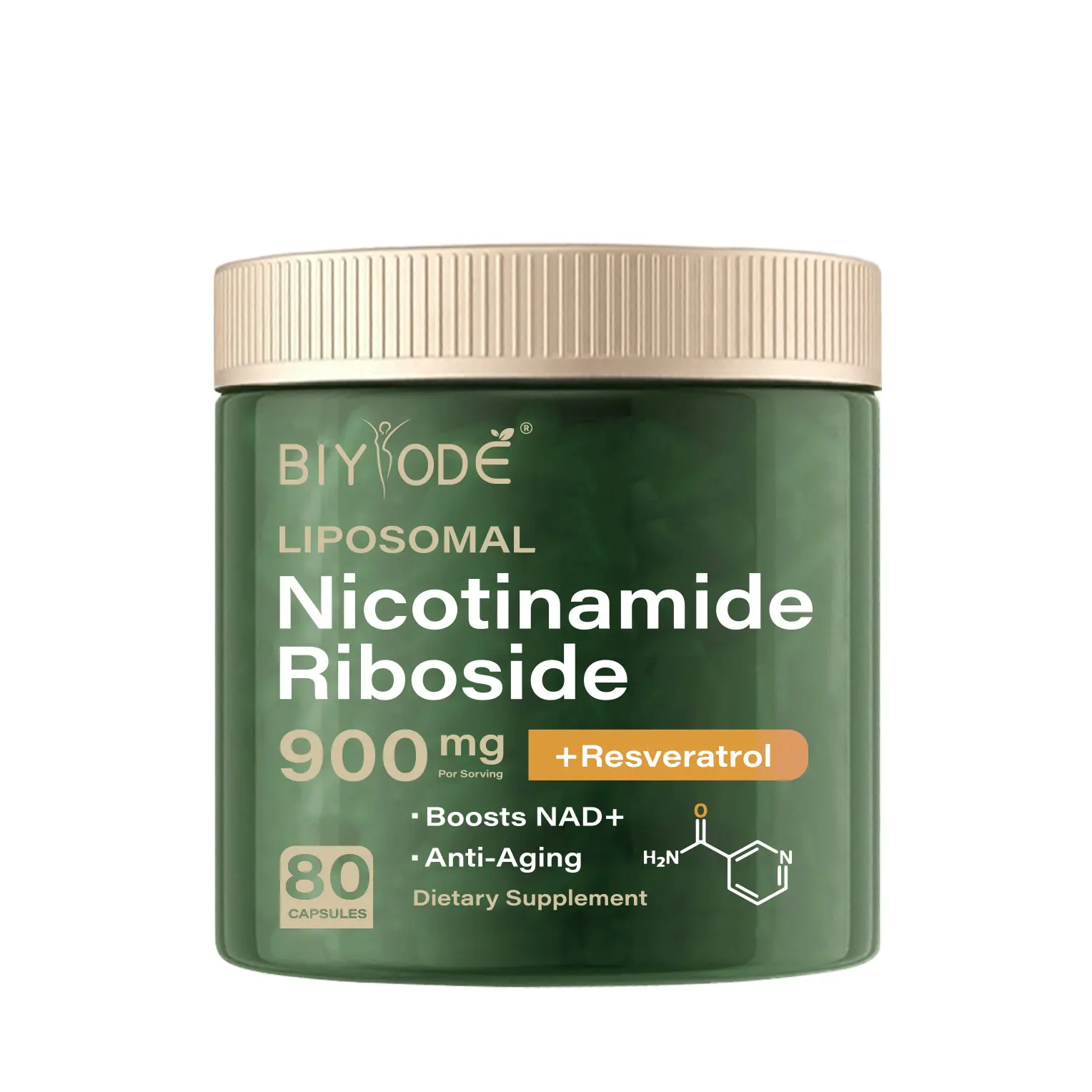 NAD+ Supplement Capsule - Liposomal Nicotinamide Riboside, Resveratrol, Quercetin  for Anti-Aging, Energy, Focus - 80pcs