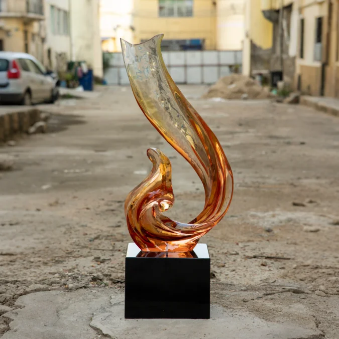 *&z Eco-Friendly 3D Resin Abstract Sculptures Ornament for Home & Hotel Decor Hand-Painted Folk Art Custom Size~.