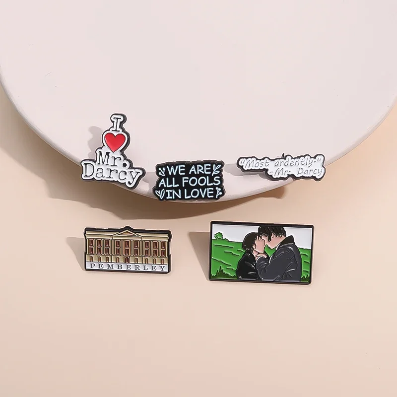 Pride and Prejudice Character Enamel Pin Romantic love Fim Quotes Backpack Lapel Badge Metal Brooches Gifts For Friend Wholesale