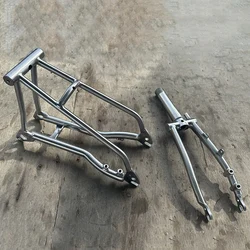 Titanium Folding Bike Front Fork, Rear Triangle Frame, Flat Mounted Brake, 16 Inch