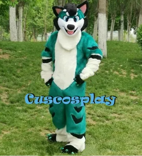 

Furry Husky Fox Medium Long Leather Mascot Costume Walking Halloween Christmas Large Event Set Cosplay Brand New