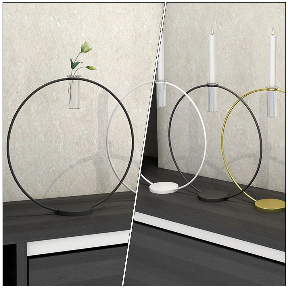 

1Pcs Decorative Metal Candleholder Round Shaped Stand Ornament for Home Bar Living Room Decorative Candleholder