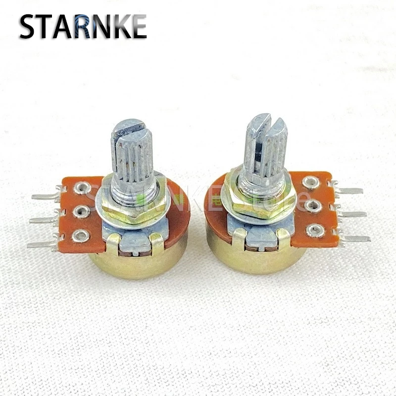 2PCS 16-type 3-pin Single Potentiometer C500K Audio Amplifier pre-amplifier Adjustable Resistor 15MM Shaft Length