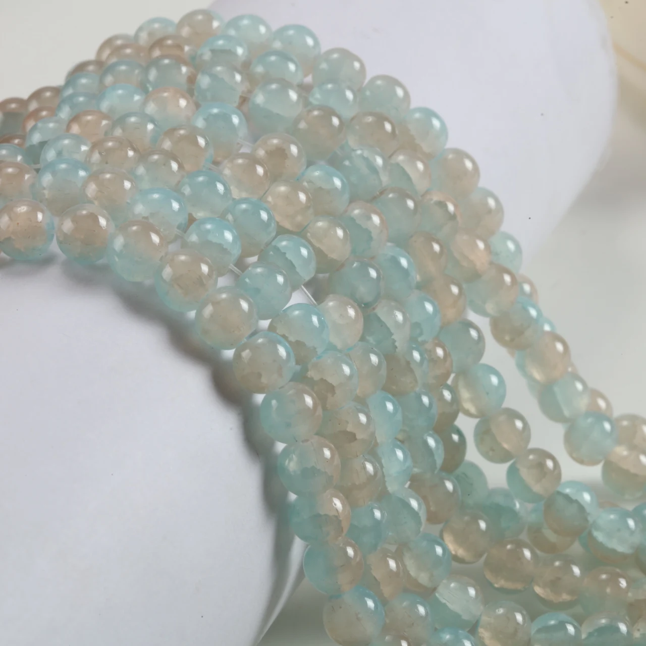 

480pcs 8mm Gray Blue Broken Jade Cracked Glass Round Beads For Diy Pendants Necklaces Handmade Ornaments Jewelry Parts Wholesale