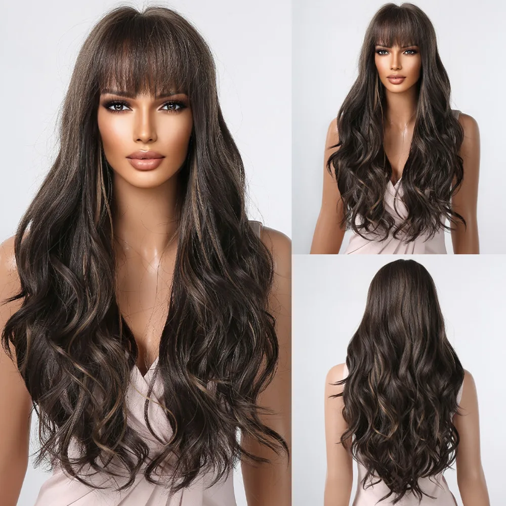 Allbell Magique Blaue Haarperücke mit Pony, lange gewellte synthetische Perücke, babyblaue lockige Perücke für Frauen, täglicher Partygebrauch, hitzebeständig – Detail 25