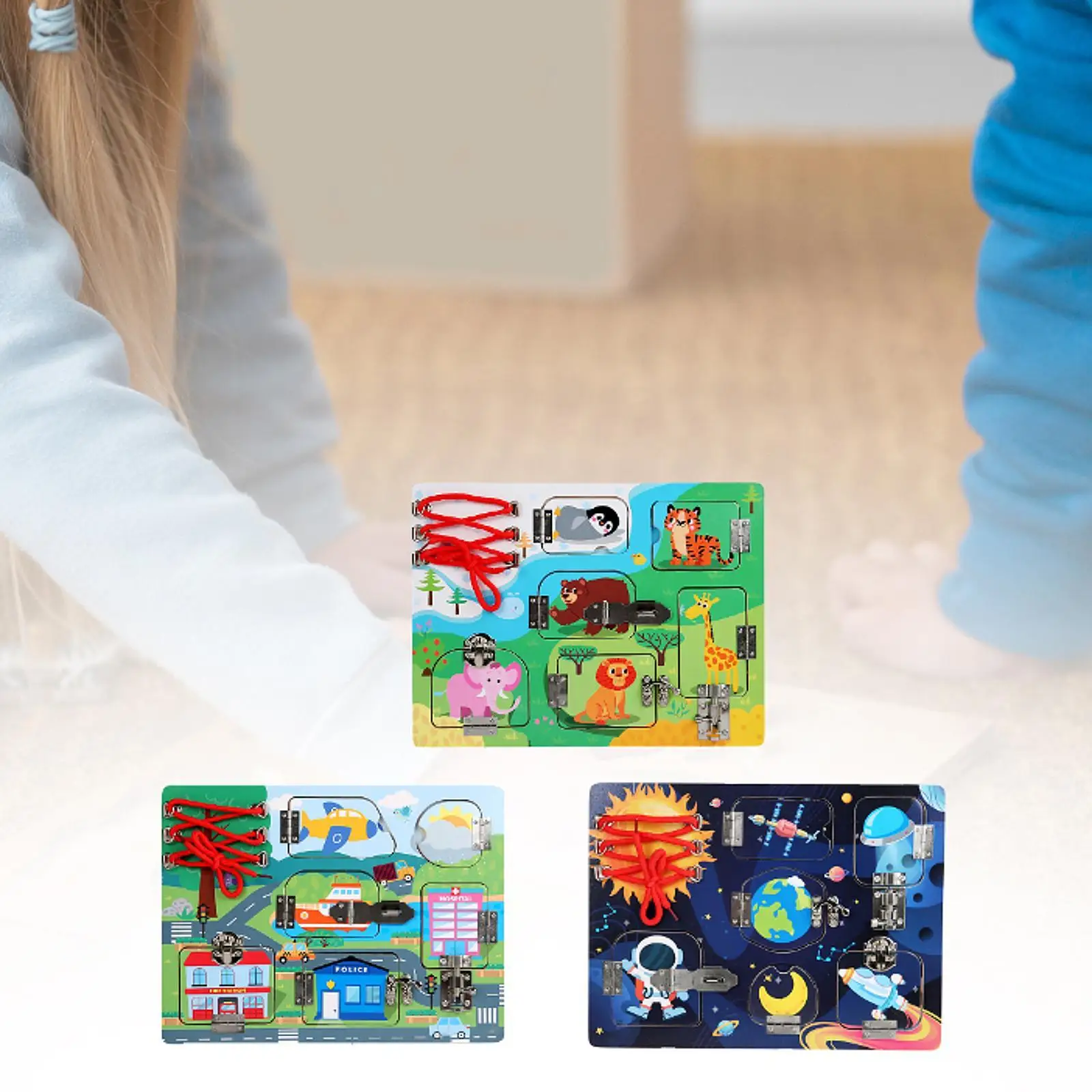 لعبة مونتيسوري التفاعلية المصنوعة من الخشب للأطفال، نشاط التعلم التعليمي