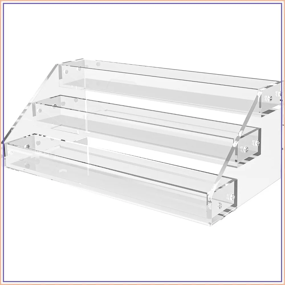 3-Tier Acrylic Riser Shelf, Clear Perfume Organizer for Countertop Display, Sturdy & Stable for Cosmetics, Skincare, Collectibles