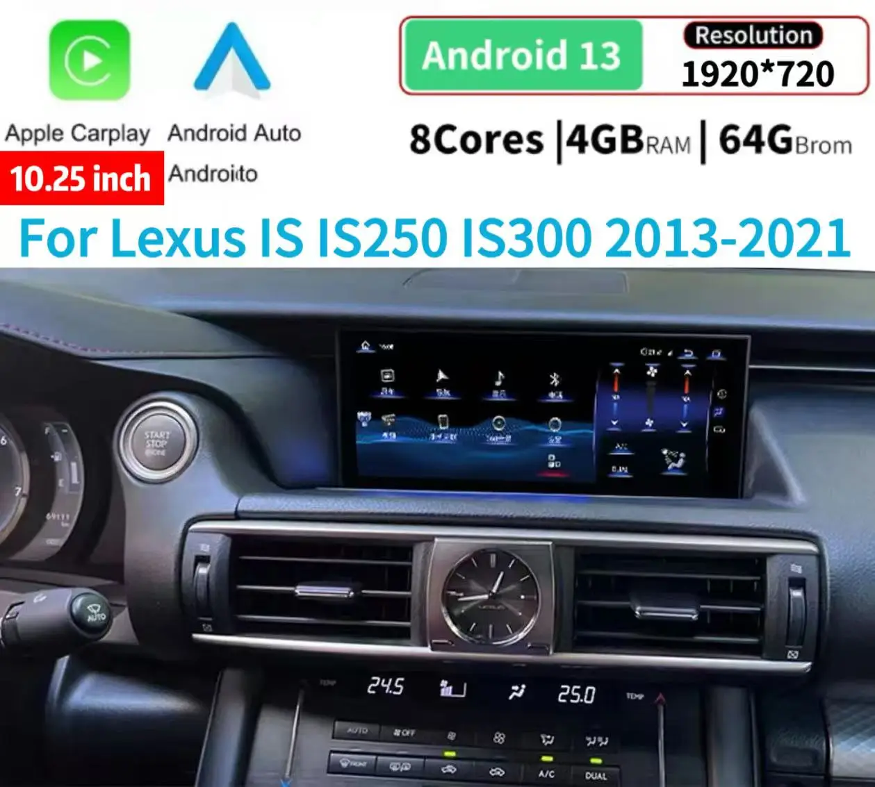 

10.2" Android Navigation Car GPS Stereo Radio Wifi For Lexus IS IS250 IS300