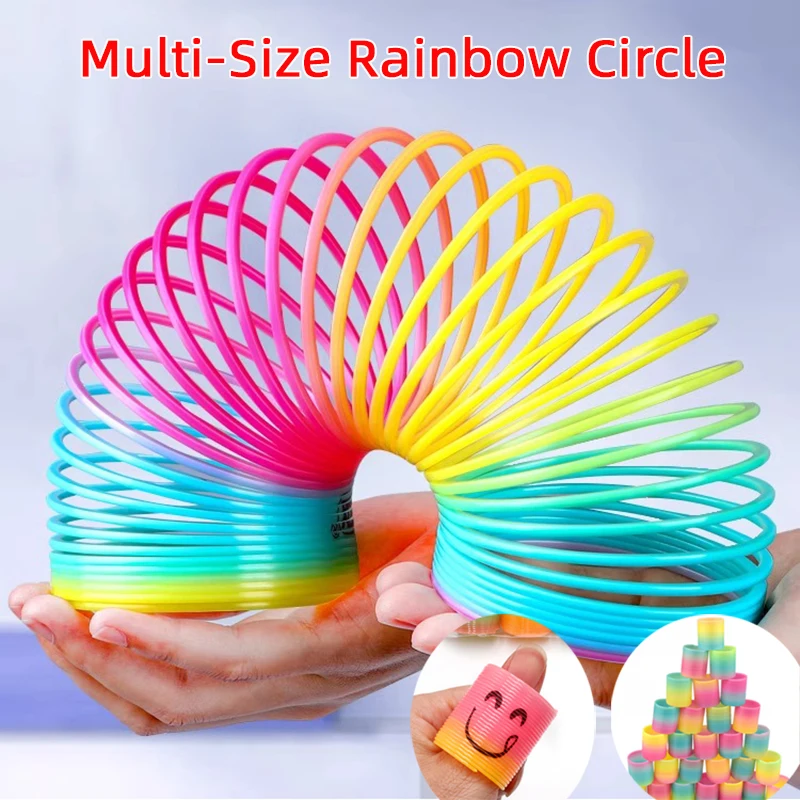 Regenbogen-Federringe in verschiedenen Größen, bunte, flexible Partygeschenke für Kinder, Geburtstagsgastgeschenke, Piñata-Füller-Set – Detail 1