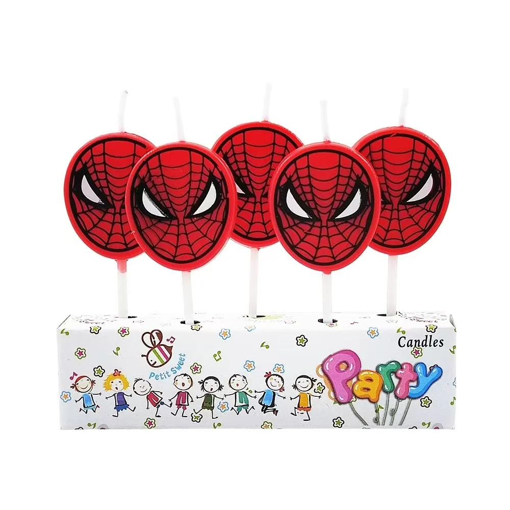 5Pcs/set Marvel Spiderman Candles Anime Figures Boys Birthday Party Decor Candles Hulk Themed Bougies for Kids Boy Shower Gift