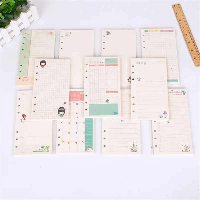 A5 A6 Kawaii 45 Sayfa Gevşek Yaprak Defter Kağıdı Dolum Spiral Bağlayıcı Dizini İç Sayfa Günlük Aylık Haftalık Gündem