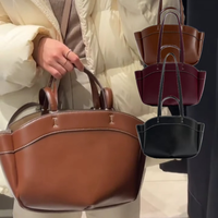Brand High-end Women Tote Bag Large Capacity Lychee Pattern Versatile Fashion Luxury Designer Shoulder Shiny Leather Bucket Bag