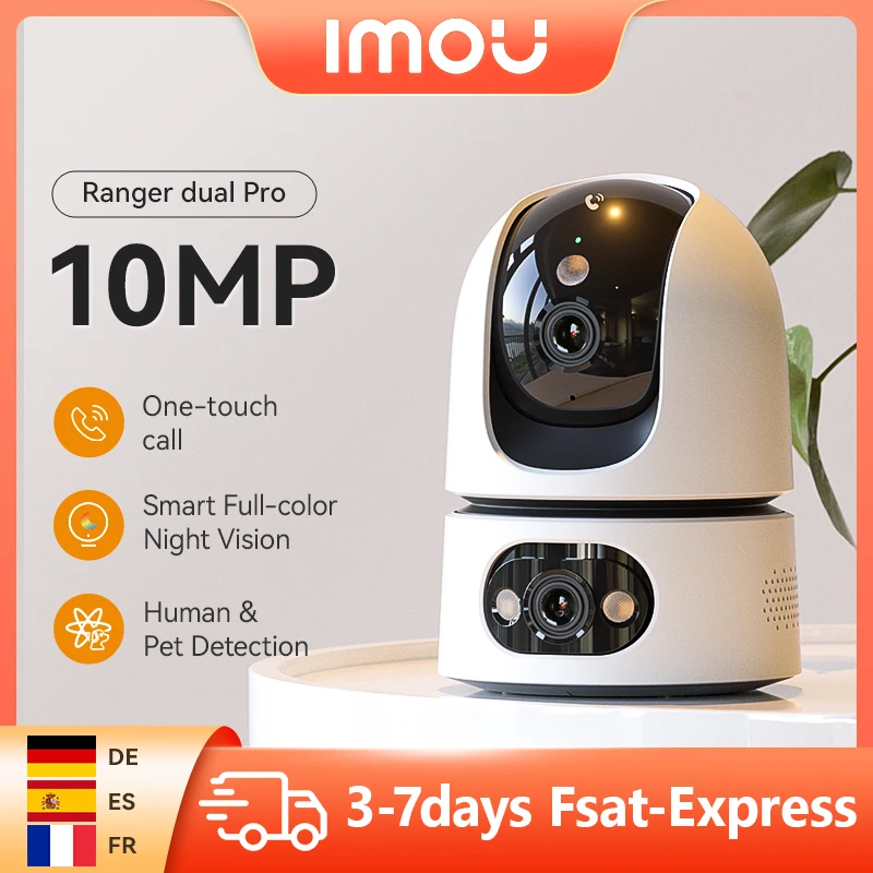 Caméra intérieure IMOU 10MP Ranger Dual Pro avec appel à une touche, vision nocturne couleur intelligente, double objectif grand angle, détection humaine et animale, audio bidirectionnel