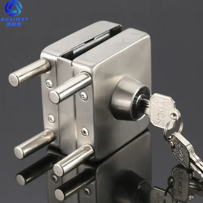 Stainless Steel 10-12mm Glass Door Lock Double Sides Open No Drilling Gate  Non-Apertured glass door  Security