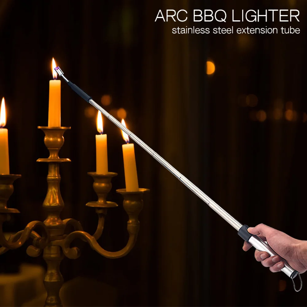 

70cm Length Adjustable USB Lighter Plasma Pulse Strong Arc Rechargeable Kitchen Barbecue Candle Windproof Lighter