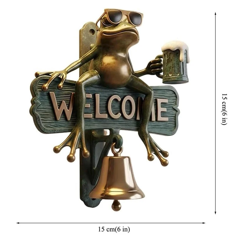 Chill Frog Welcome Doorbell Sign Hand Painted Beer Drinking Frog With Sunglasses Resin Outdoor Decor Gift