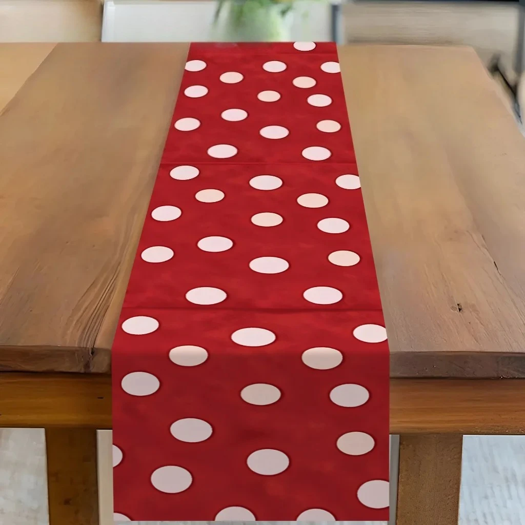 Polka Dot Stripe Retro Table Runner, Washable, Versatile for Family Dinners & Parties Table Runner