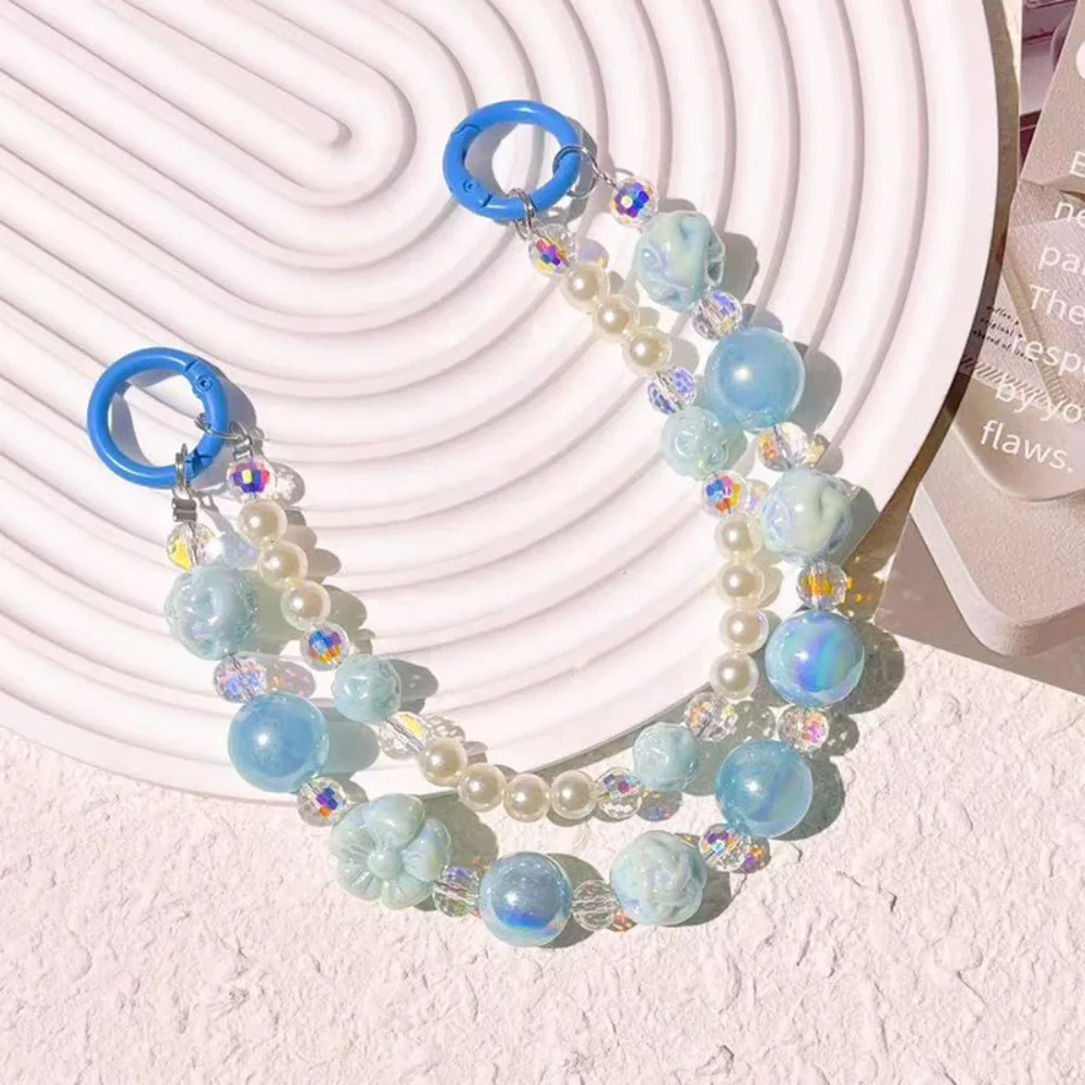 Durable Acrylic Beaded Keychain Accessories Ornament Phone Chain Crystal Pendant Keychain